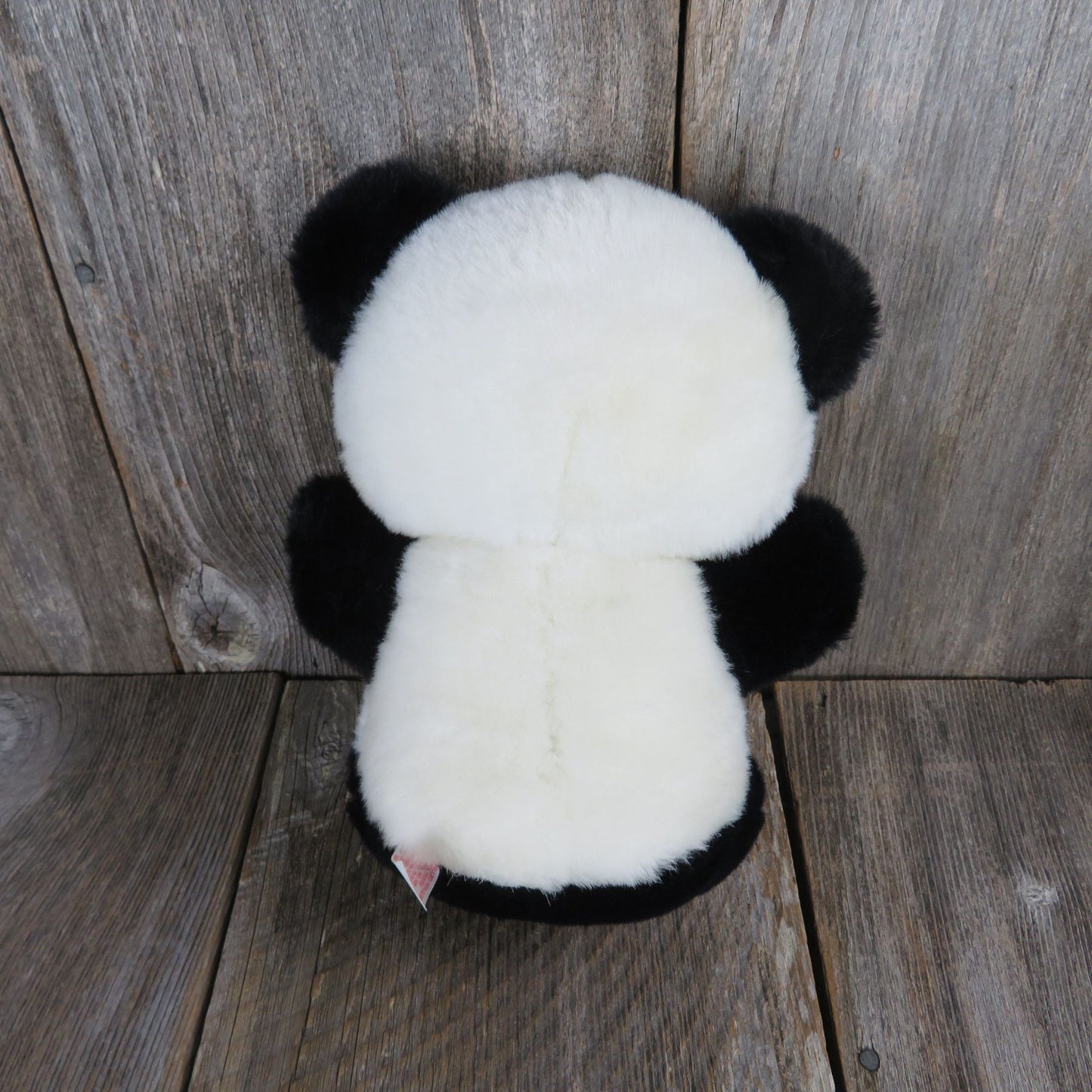 Vintage Panda Bear Tie Plush Red Paisley Pattern Fabric Ears Black White Dan Dee Stuffed Animal