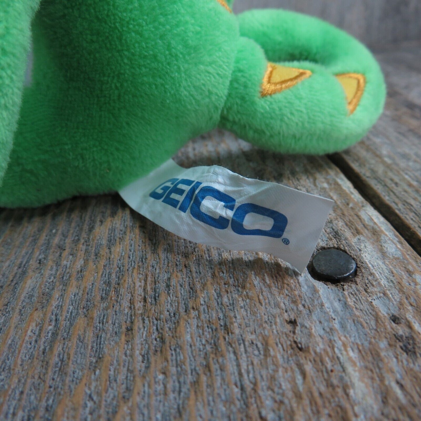 Geico Gecko Lizard Plush Green Yellow Insurance Promotional Stuffed Animal