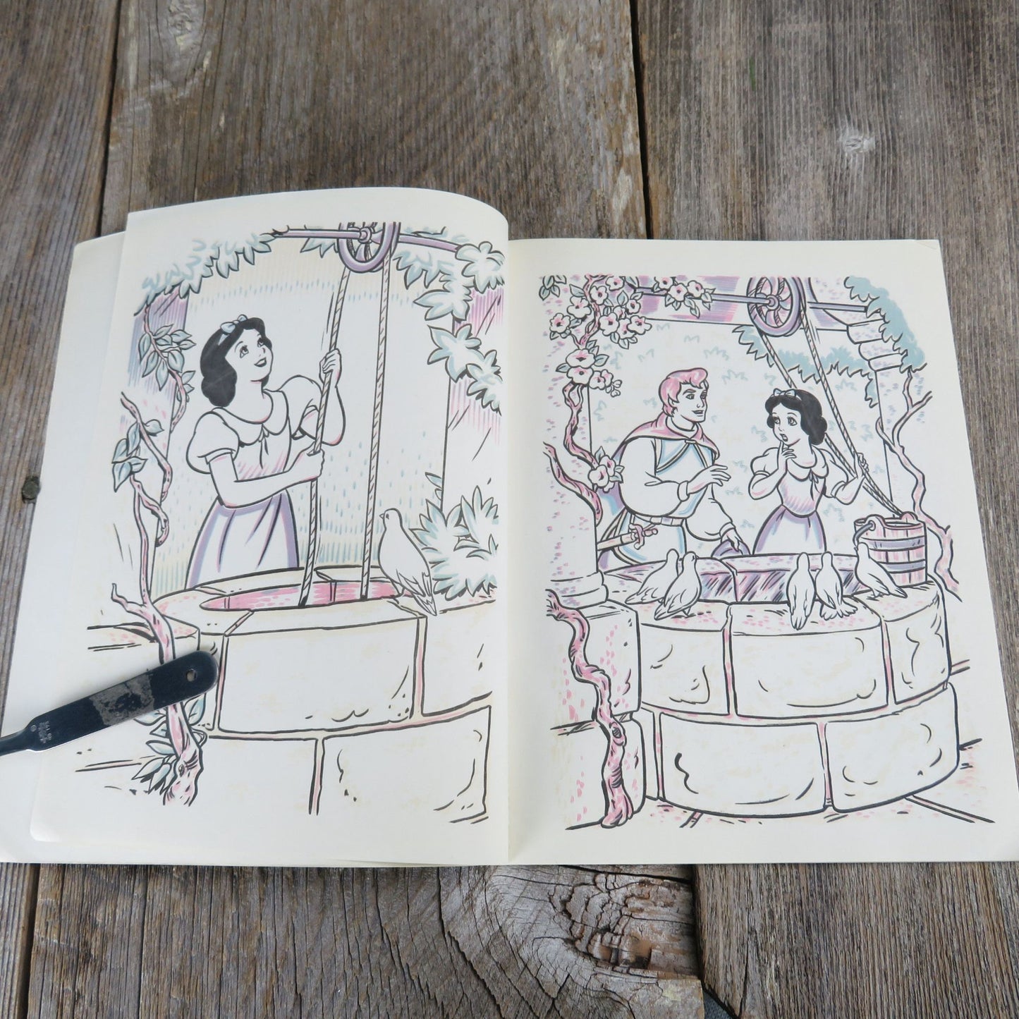 Vintage Snow White Paint With Water Coloring Book Seven Dwarfs Golden Books 1993