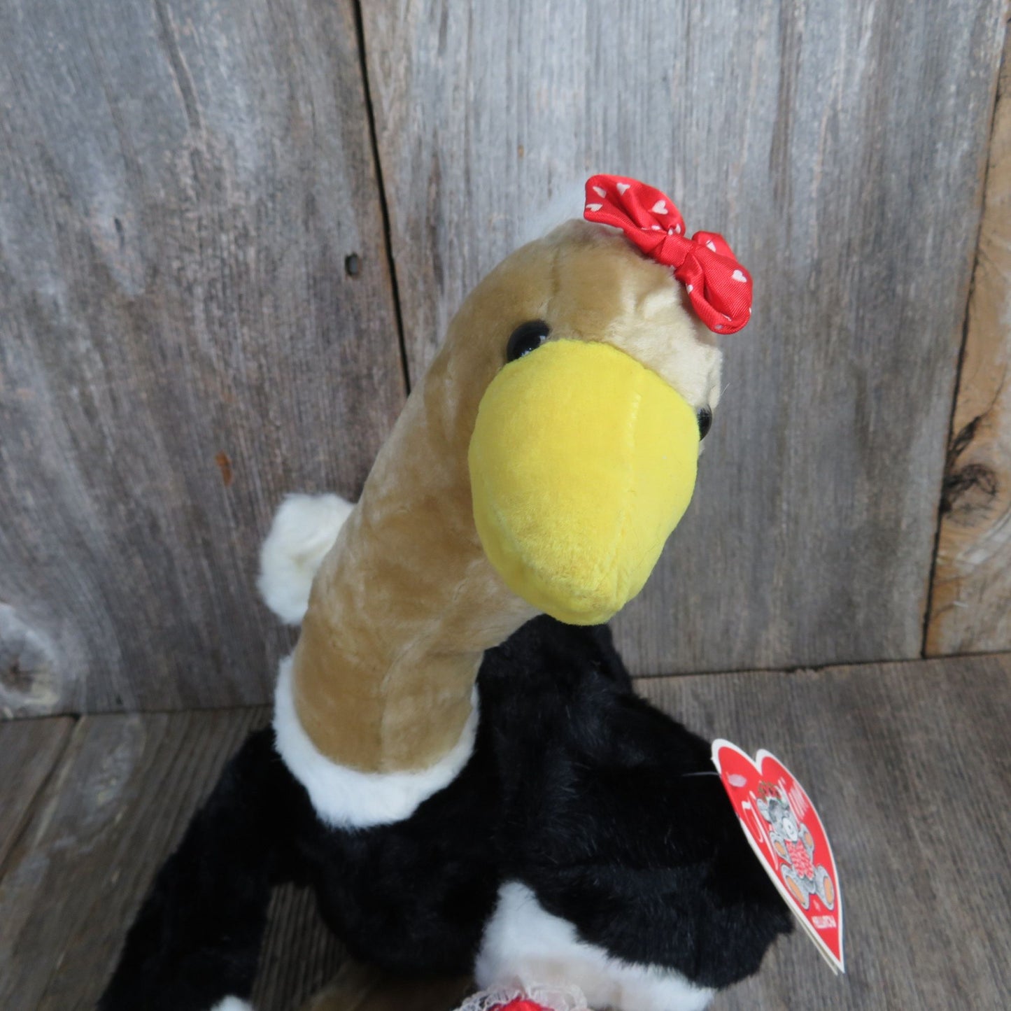 Vintage Ostrich Plush Valentines Bird Heart I Love You Bow Emu Kellytoy Cuddle Me Stuffed Animal