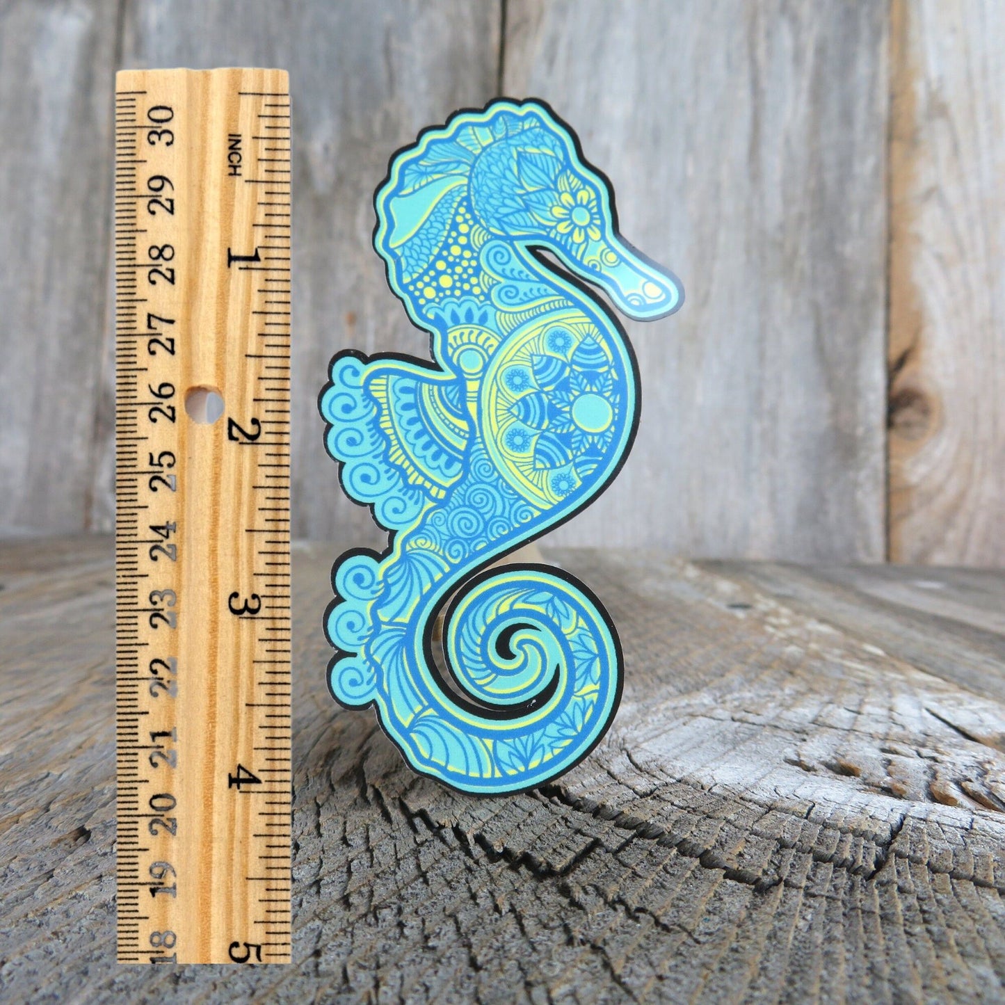 Seahorse Sticker Mandala Green Blue Waterproof Ocean Life Sticker Marine Animal Sticker