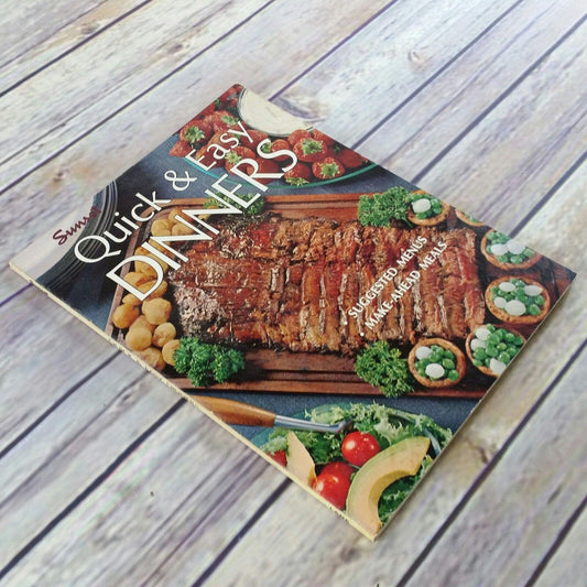 Vintage Cookbook Sunset Quick and Easy Dinners 1972 Paperback Book Suggested Menus Make Ahead Meals