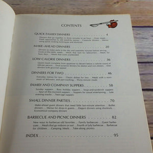 Vintage Cookbook Sunset Quick and Easy Dinners 1972 Paperback Book Suggested Menus Make Ahead Meals