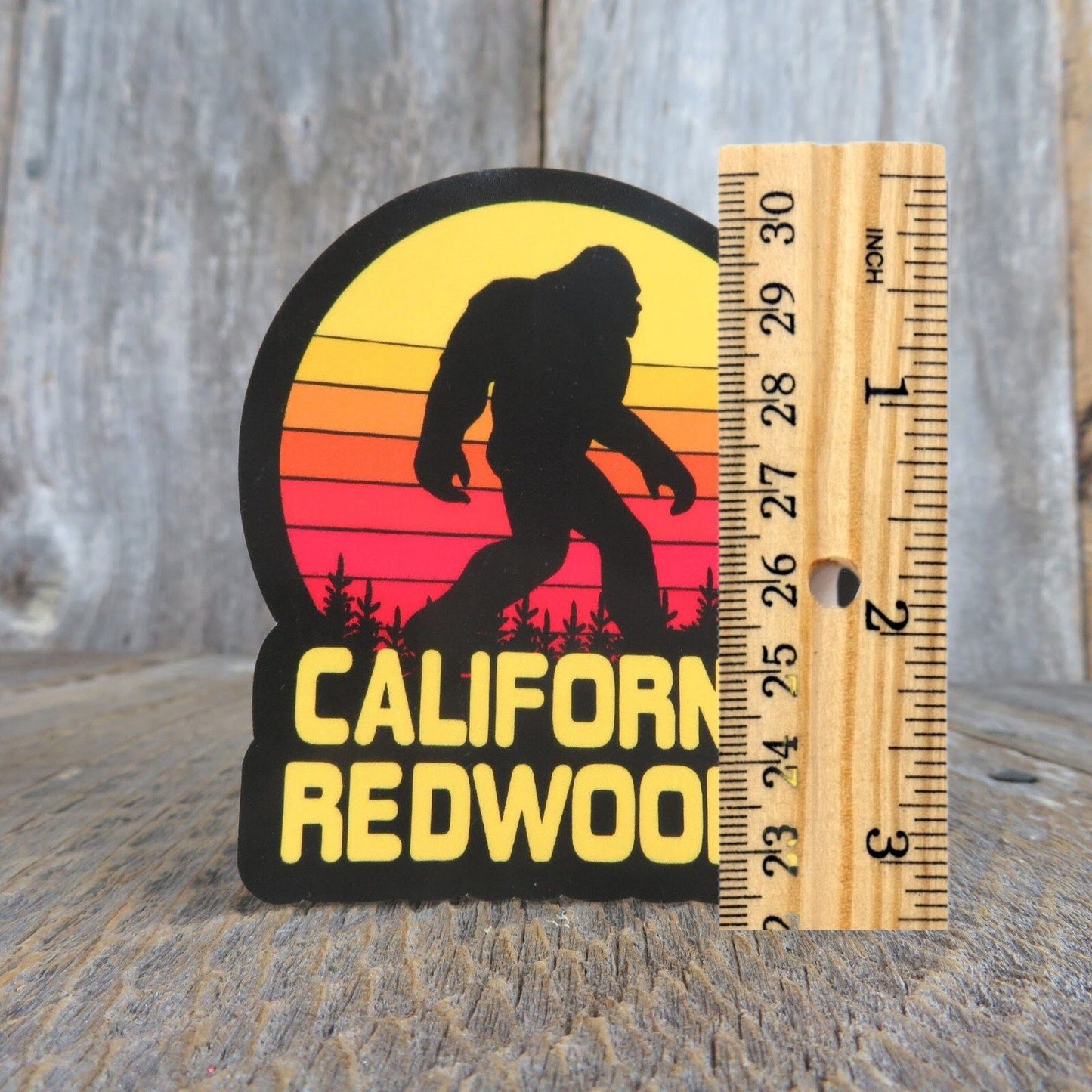 Bigfoot California Redwoods Sticker Retro Sunset Souvenir Waterproof