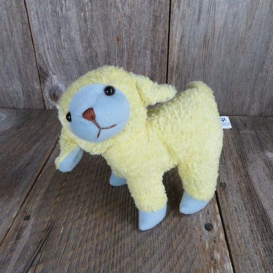 Yellow Sheep Plush Blue Eared Lamb Tony Toys  Easter Stuffed Animal