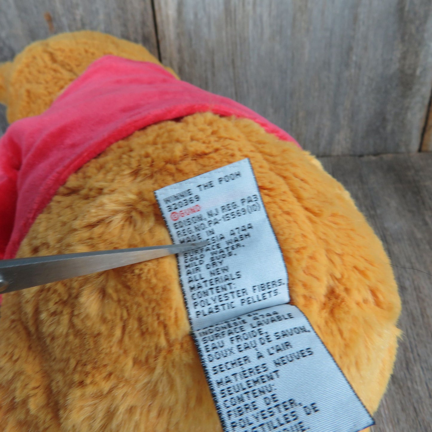 Winnie the Pooh Bear Plush Gund Stuffed Animal Disney Sewn Eyes Orange Red Shirt