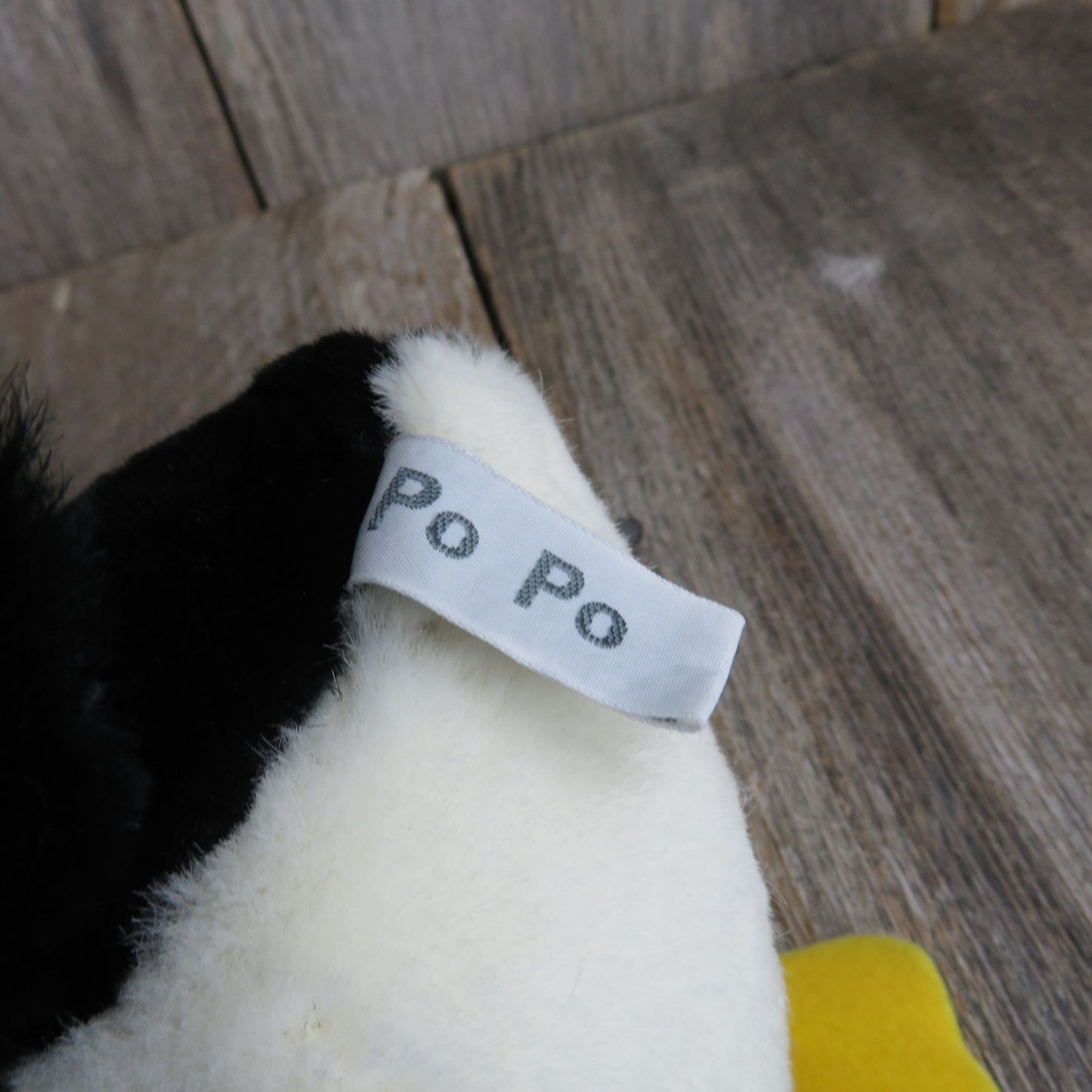 Vintage Penguin Plush Sad PO PO Russ Black White Bird Stuffed Animal Korea