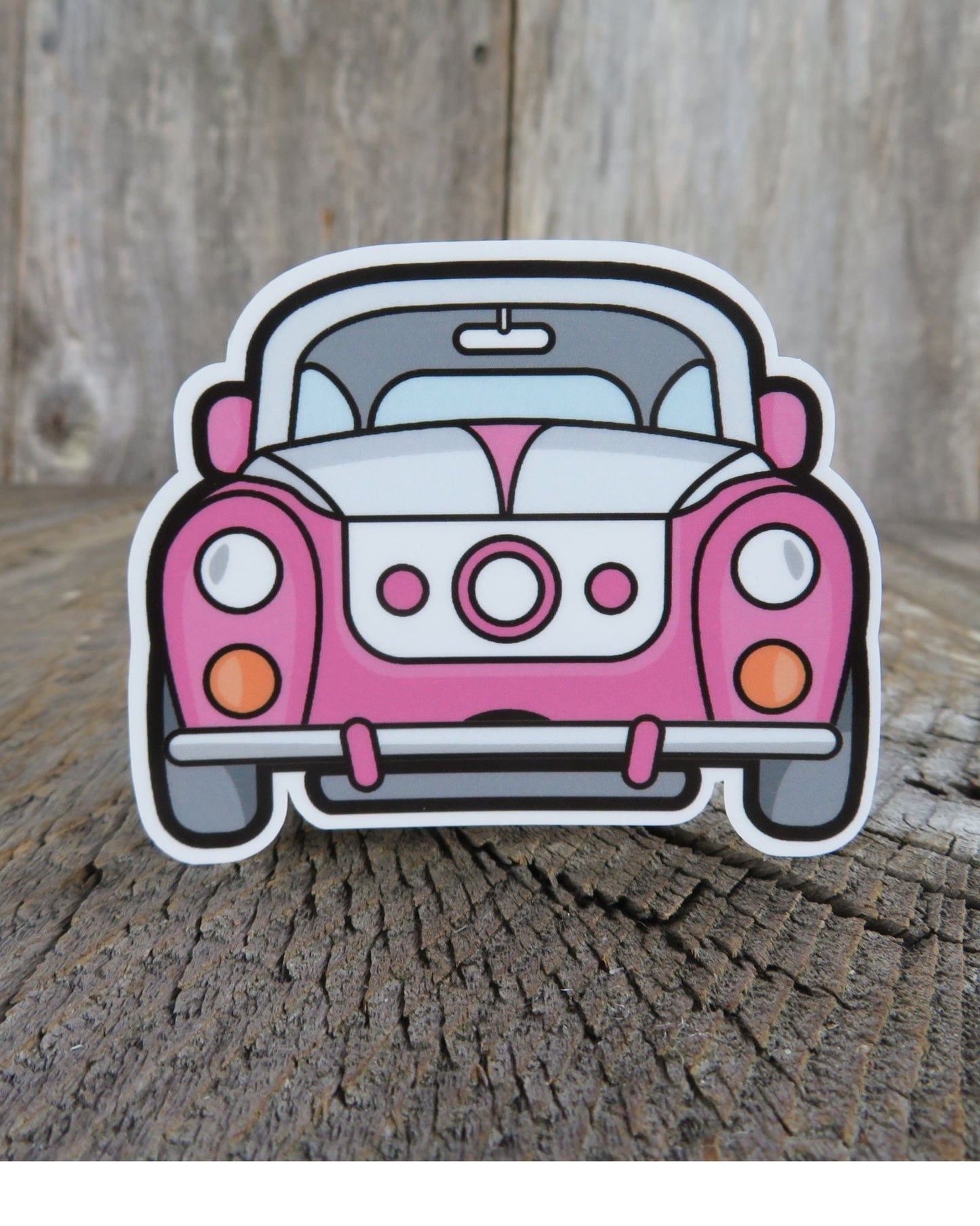 PInk Classic Car Sticker Retro Bug Style Waterproof Laptop Decoration Collector