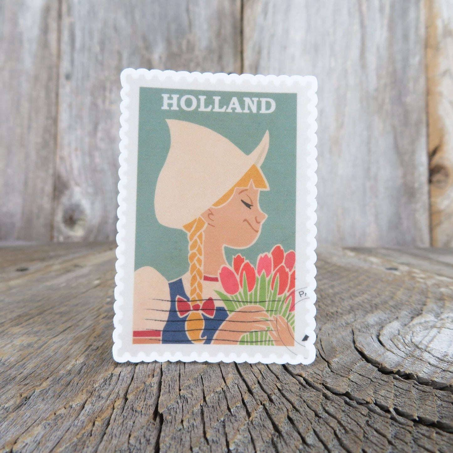Holland Tulips Souvenir Sticker Netherlands Postage Stamp Style Michigan Dutch Travel Souvenir Water Bottle Laptop