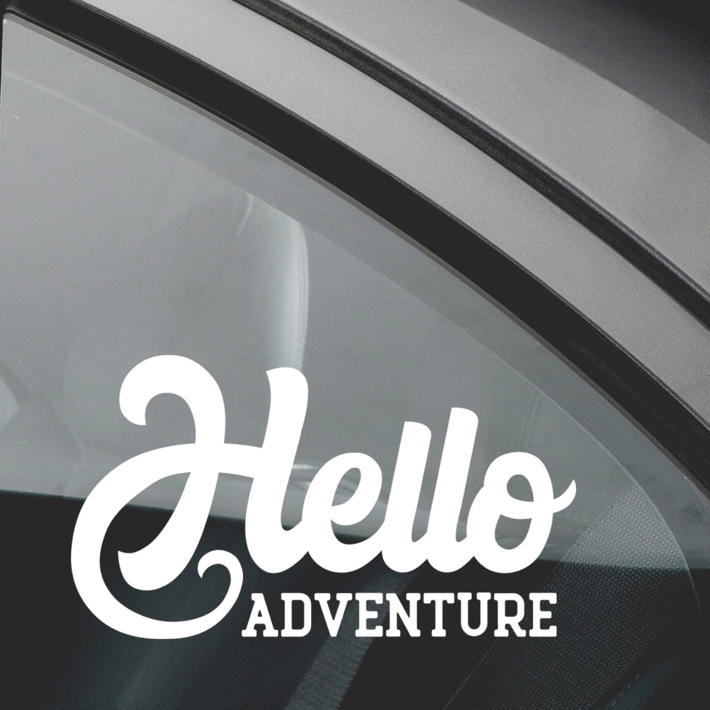 Hello Adventure Vinyl Decal White Outdoors Lover Car Water Bottle Laptop Sticker