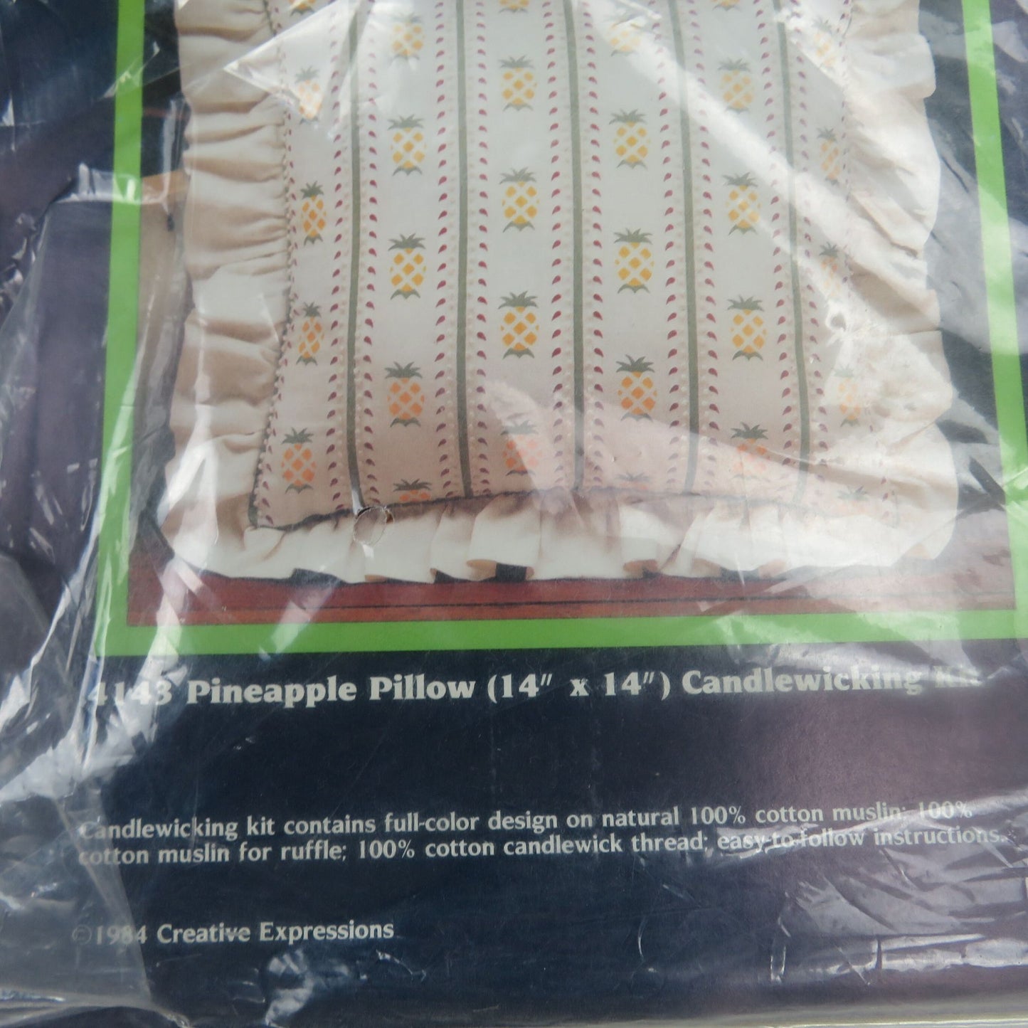 Candlewicking Pineapple Pillow Kit Embroidery Creative Expressions 1984