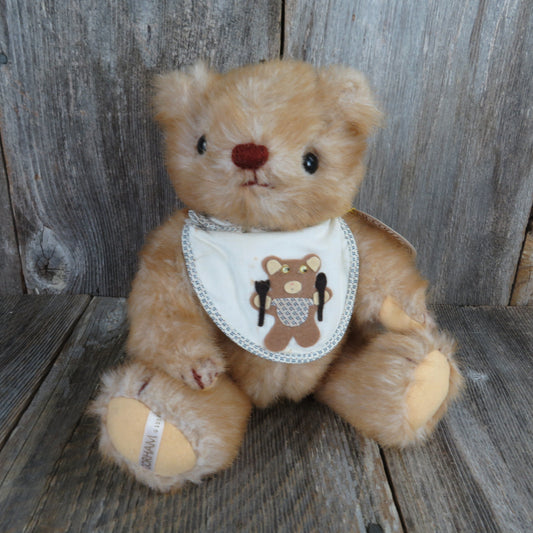 Vintage Teddy Bear Plush Jointed Baby Bib Stuffed Animal Birthday Month Gorham Nicholas November