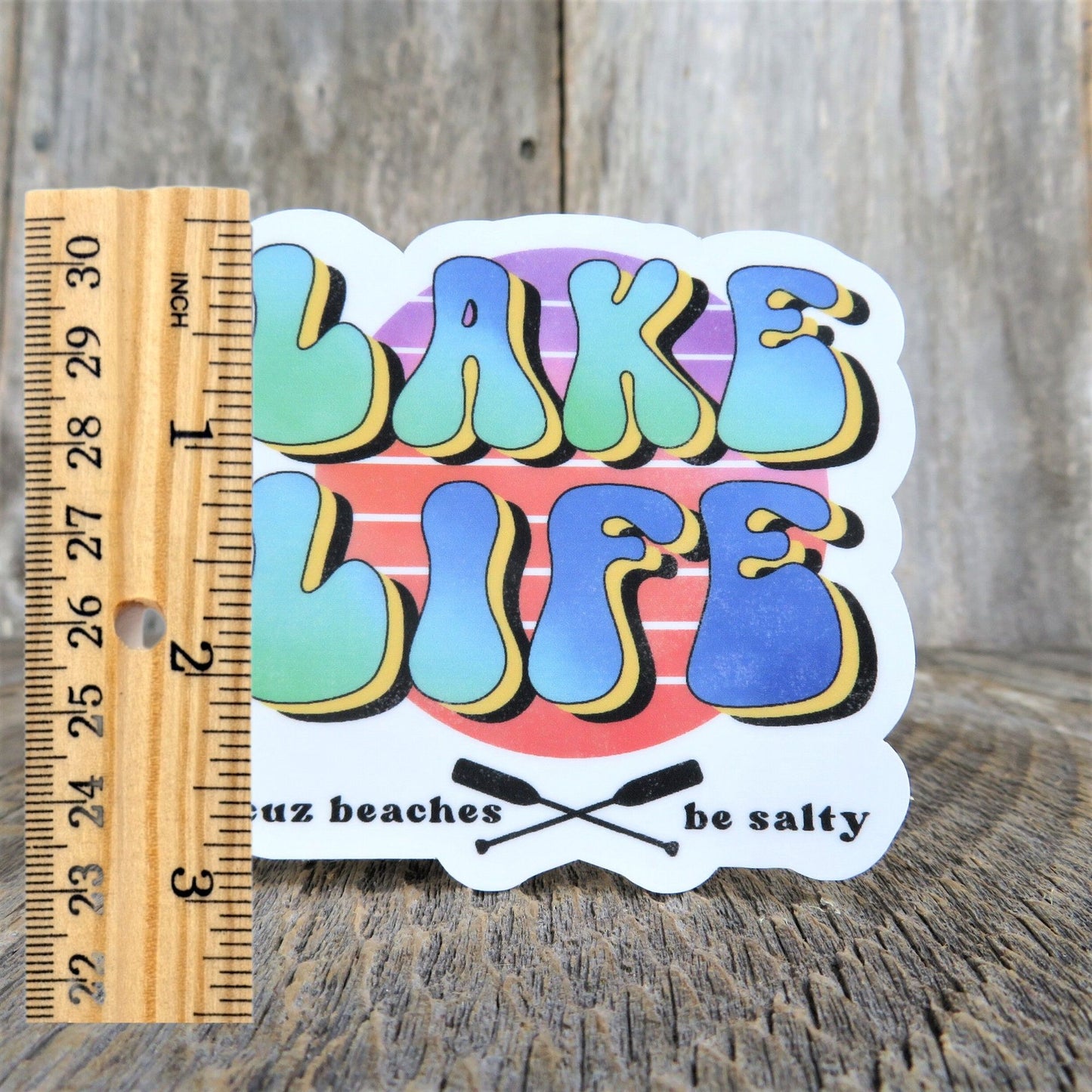 Lake Life Cuz Beaches Be Salty Sticker Lake Lover Camping Outdoors Retro Colors Waterproof