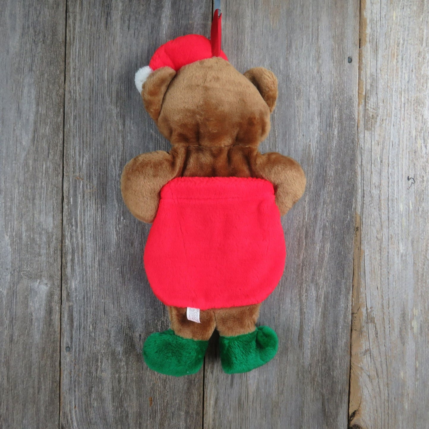 Vintage Teddy Bear Christmas Stocking Plush Bib Overalls Rennoc Stuffed 1985