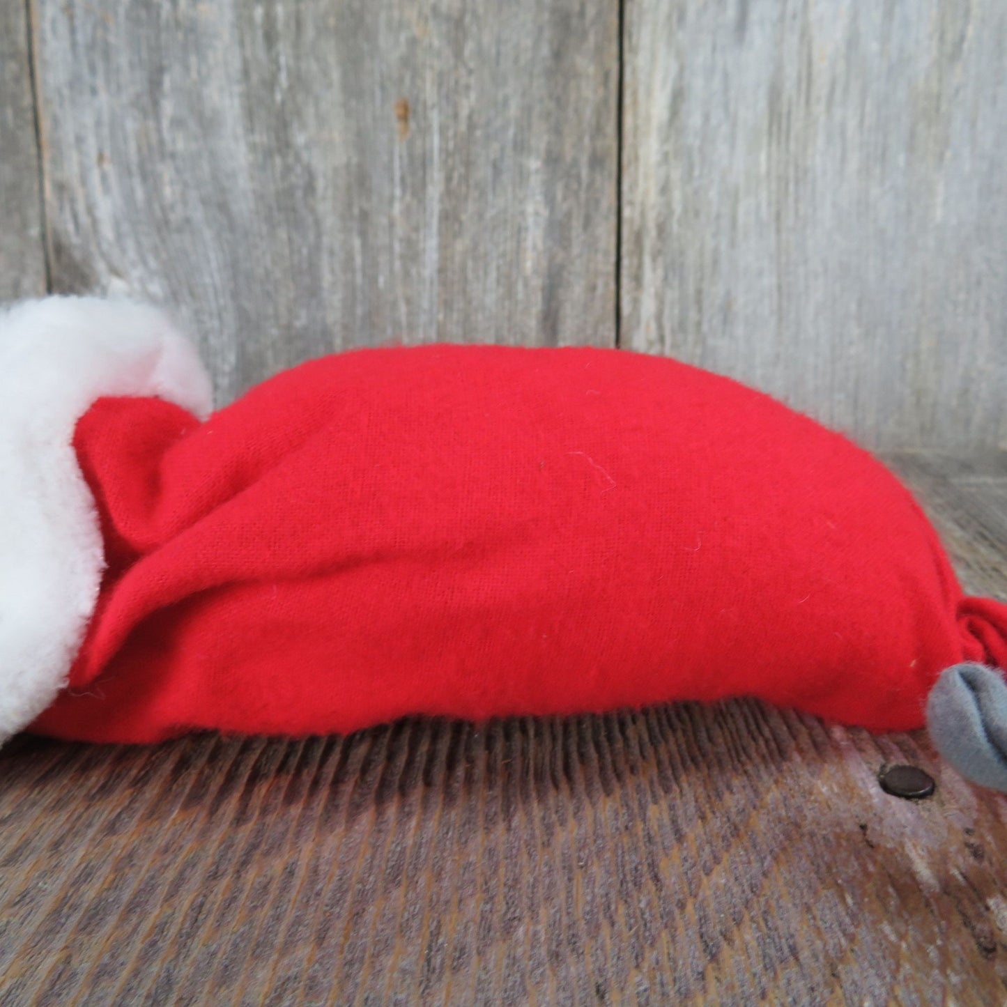 Vintage Mouse In Santa Hat Plush Annalee Christmas Grey Eyes Open Holly Figurine Decoration