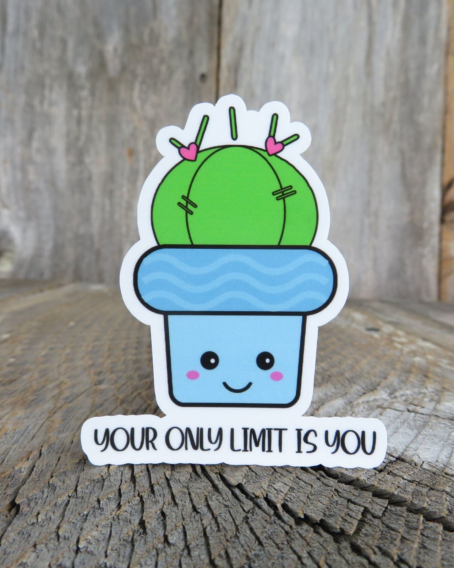 Your Only Limit Is You Sticker Full Color Kawaii Cactus Plant Waterproof Positive Saying House Plant lovers Succulent
