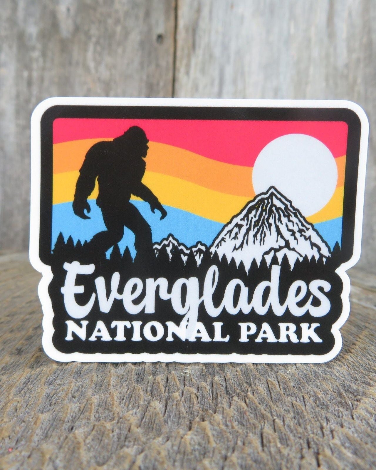 Everglades National Park Bigfoot Sticker Florida Retro Sunset Mountain Souvenir Waterproof