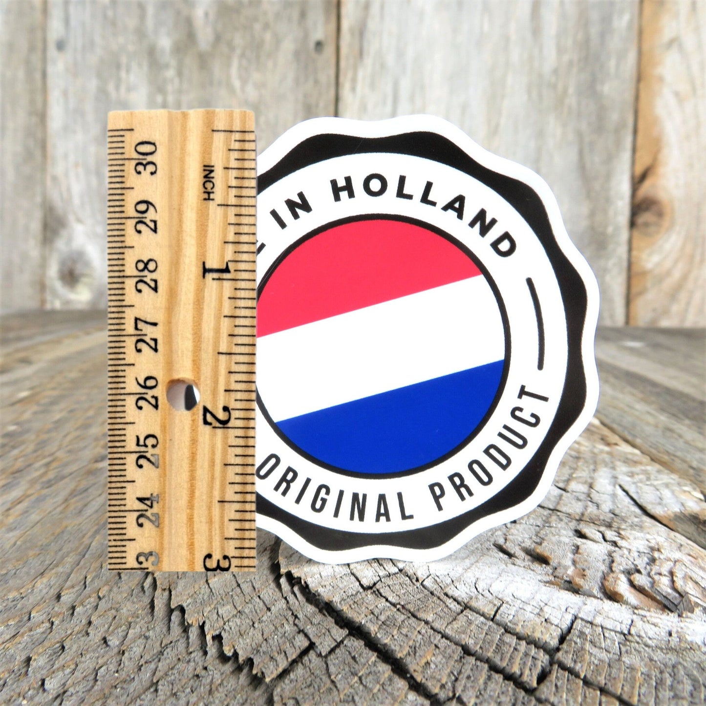 Made in Holland Sticker Original Product Born in Holland Red White Blue Flag Netherlands Water Bottle