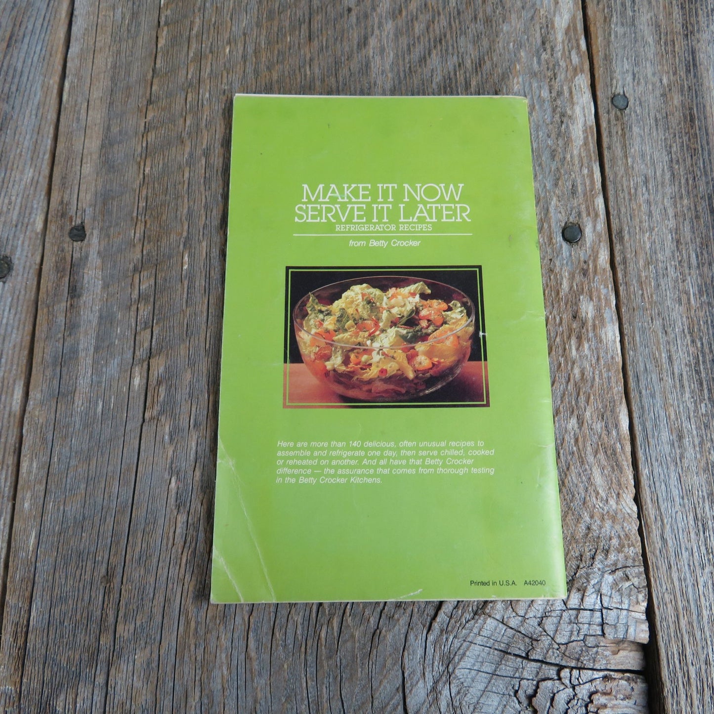 Make It Now Serve It Later Cookbook Pamphlet Betty Crocker Booklet 1984 Refrigerator Recipes