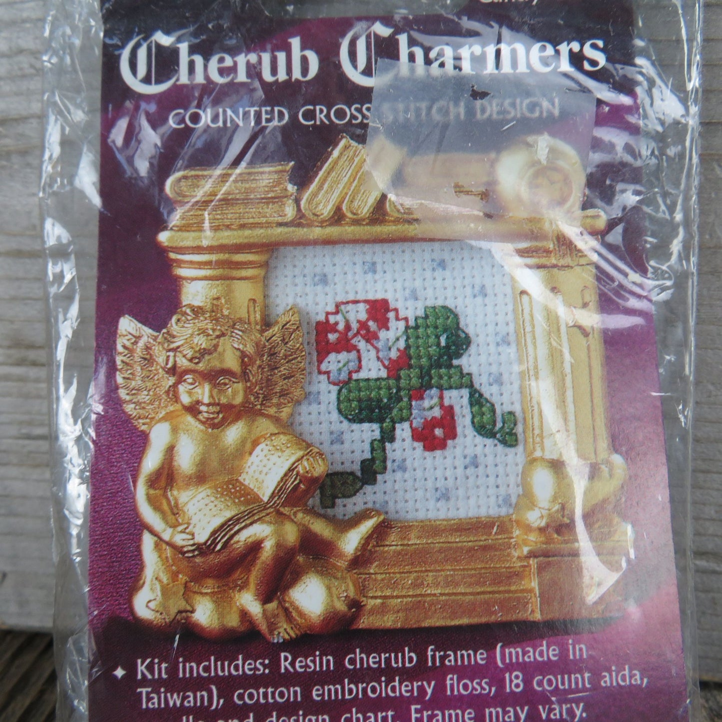Bucilla Counted Cross Stitch Kit Candy Cane Cherub Charmers Christmas Framed 33643