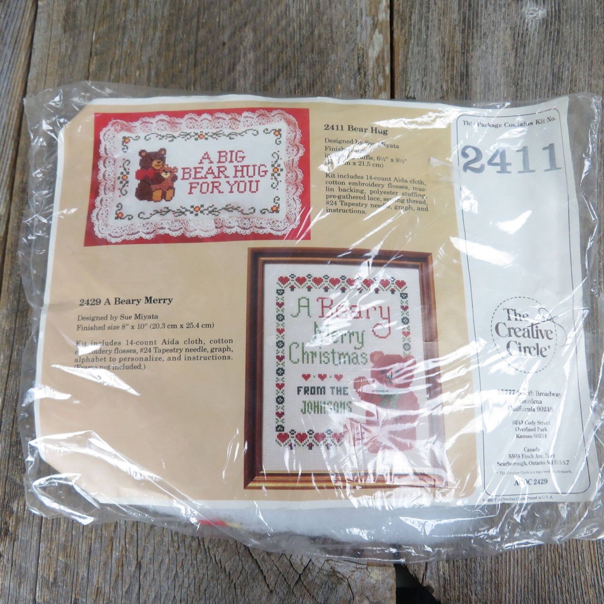Bear Hug Pillow Counted Cross Stitch Kit Creative Circle Teddy Bear 2411