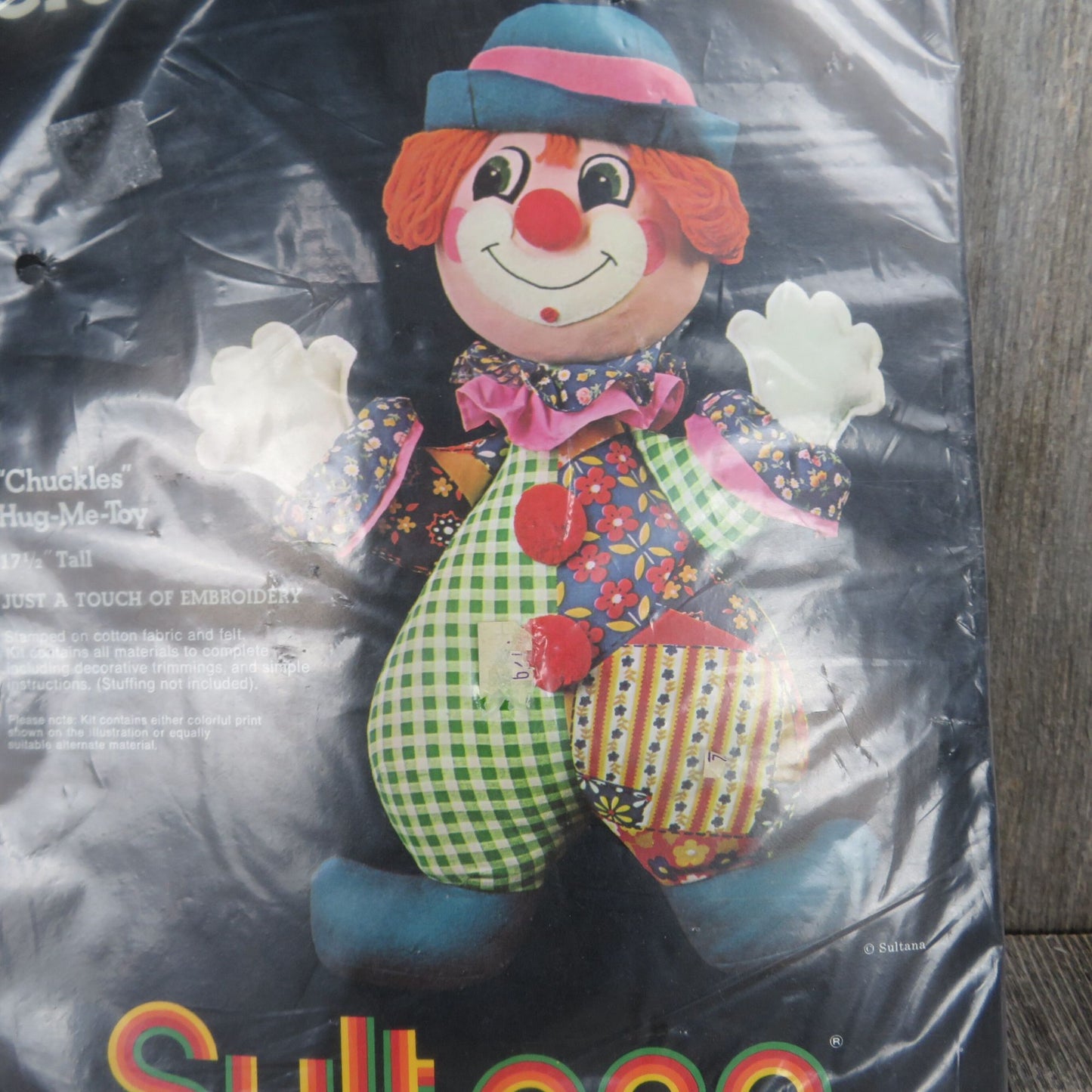 Chuckles Clown Hug Me Toy Kit Stamped Fabric Cut N Sew Stuffed Doll Sultana Needlecraft