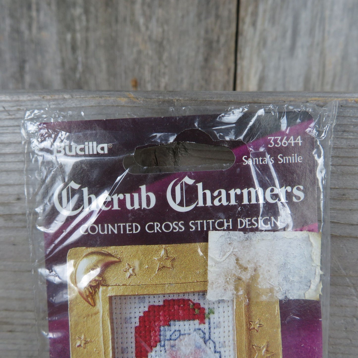 Christmas Counted Cross Stitch Kit Cherub Charmers Bucilla Christmas Framed Santa's Smile