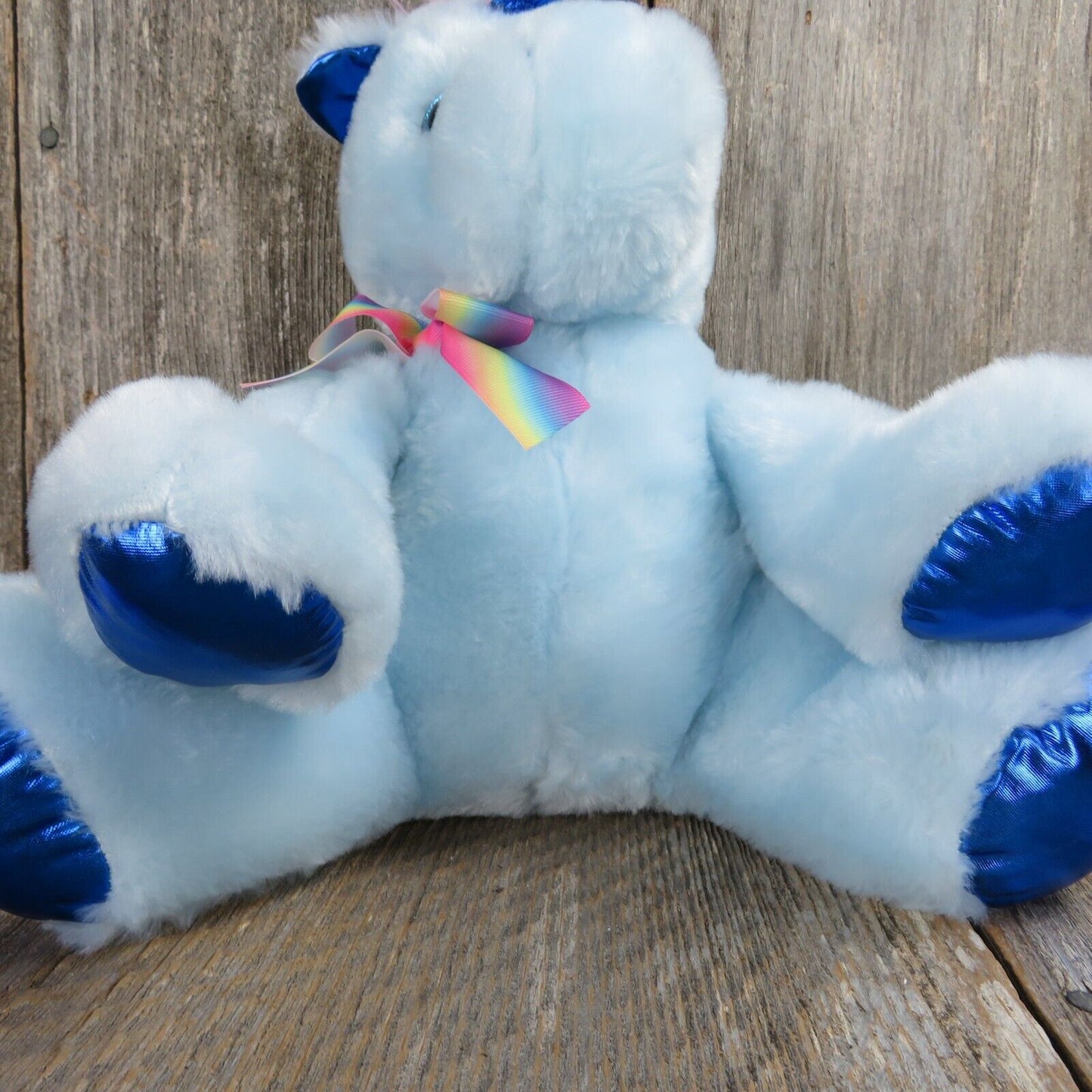 Blue Unicorn Plush Sun Point Co Green Pink Mane Rainbow Bow Sateen Feet