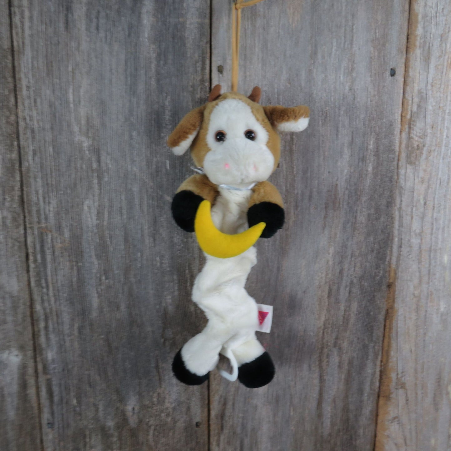 Cow Musical Plush Pull Music Box Dakin Catch a Falling Star Infant Pull Vintage Lullaby Toy 1988