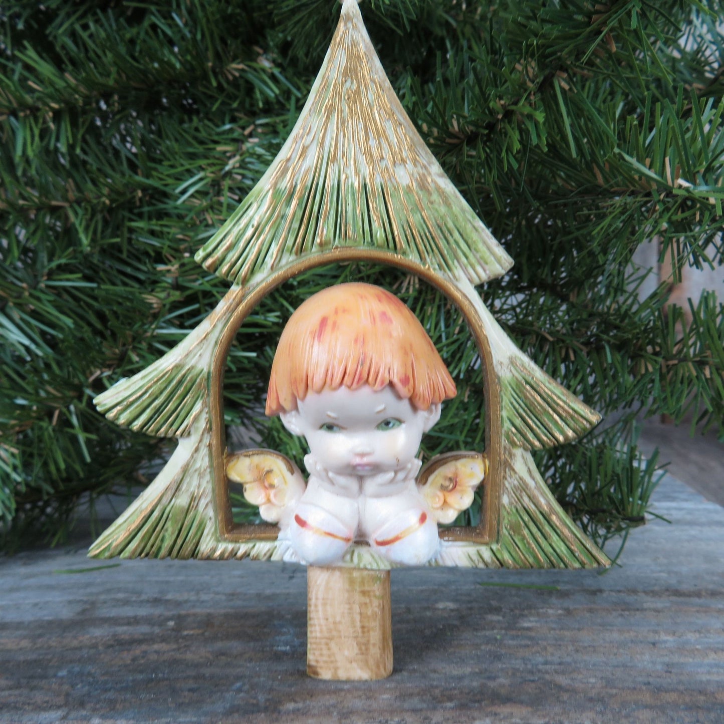 Vintage Angel In Tree Ornament Fontanini Depose by Roman Christmas Made in Italy