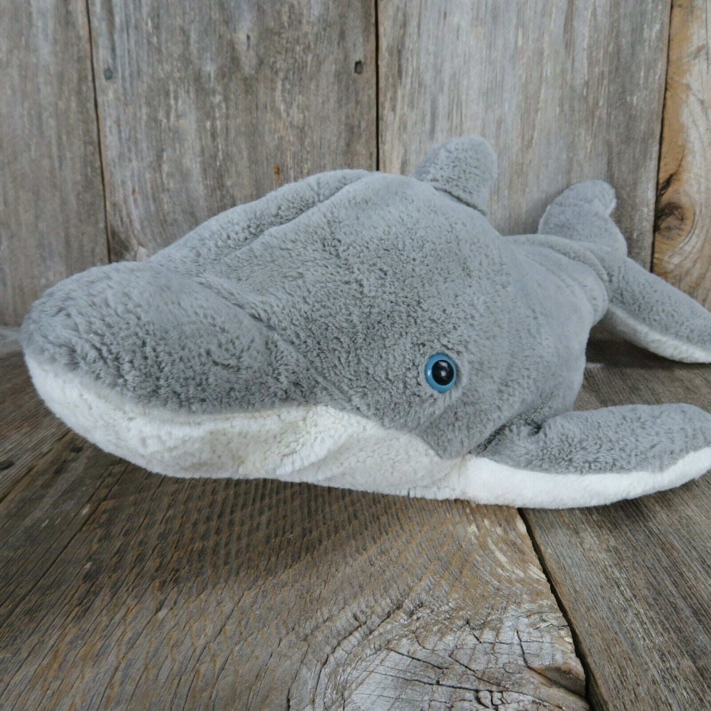 Dolphin Plush Grey White Blue Eyes Stuffed Animal