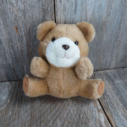 Vintage Tan Teddy Bear Plush Brown Plastic Nose White AGC Inc Stuffed Animal