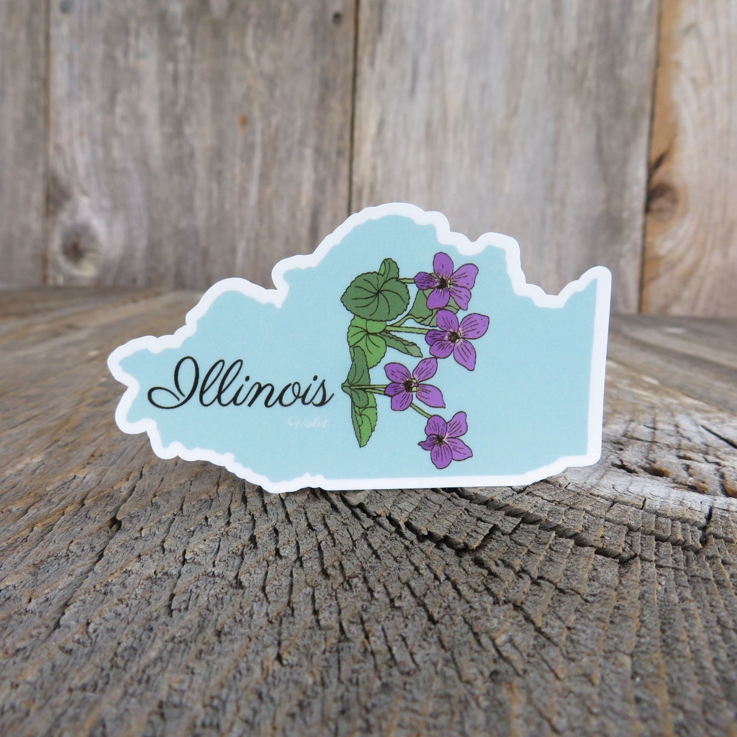 Illinois State Shaped Sticker Violet Flower State Waterproof Souvenir Home Pride Travel Water Bottle Laptop