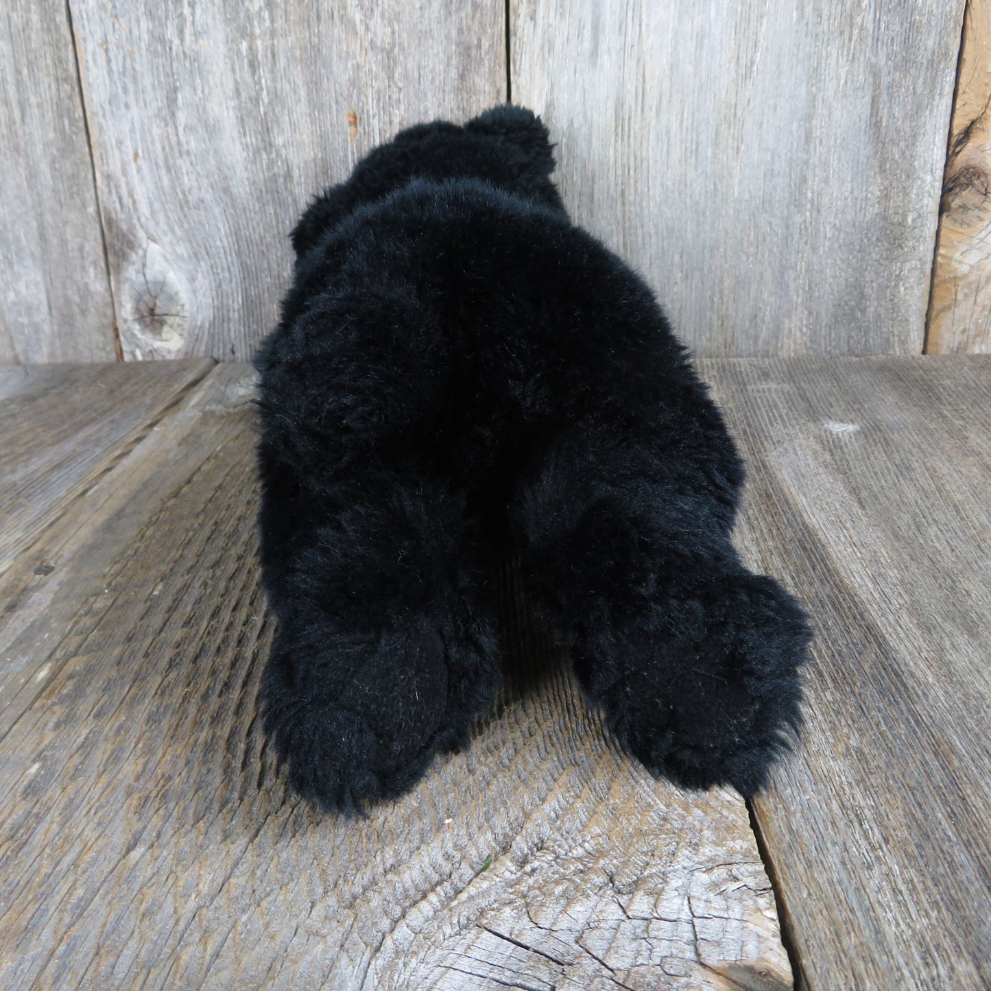 Black Laying Bear Plush Tongue Brown Muzzle Russ Nose Vintage Weighted