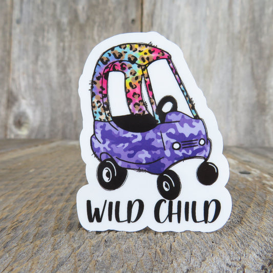 Wild Child Little Toy Car Sticker Purple Camo Animal Print Full Color Funny Kids Summer Water Bottle