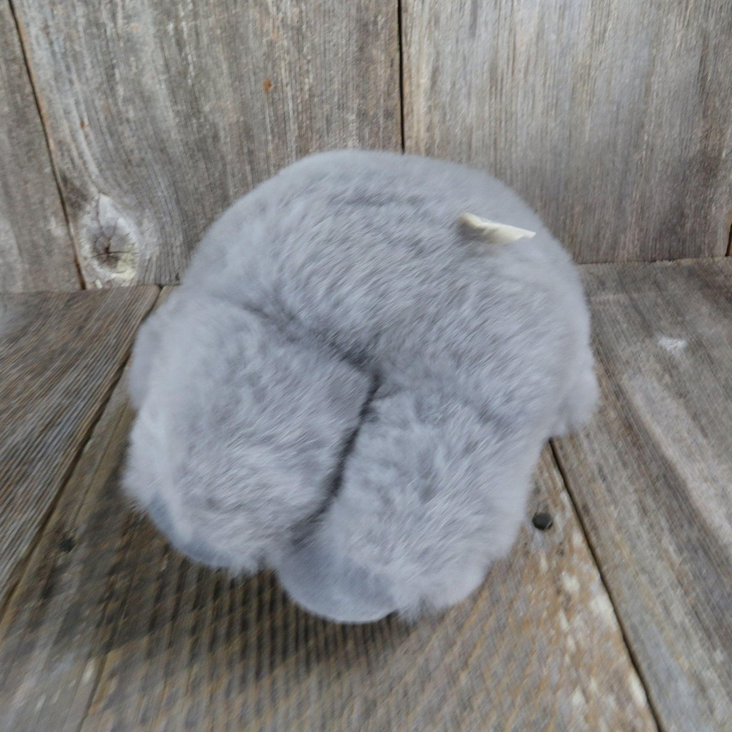 Vintage Grey Teddy Bear Plush Sitting White Black Bow Tie Flocked Brown Nose Wide Way Stuffed Animal