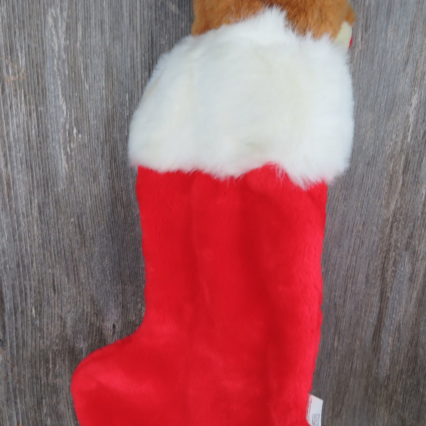 Vintage Rudolph Stocking Prestige Christmas Red Flocked Nose Reindeer 1999 Plush Stuffed Red Holiday