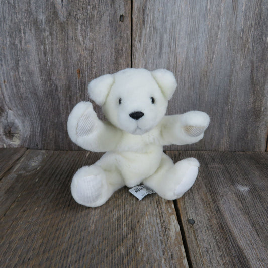 Vintage Polar Bear Plush Russ Ozzie White Stuffed Animal Small Corduroy Pads