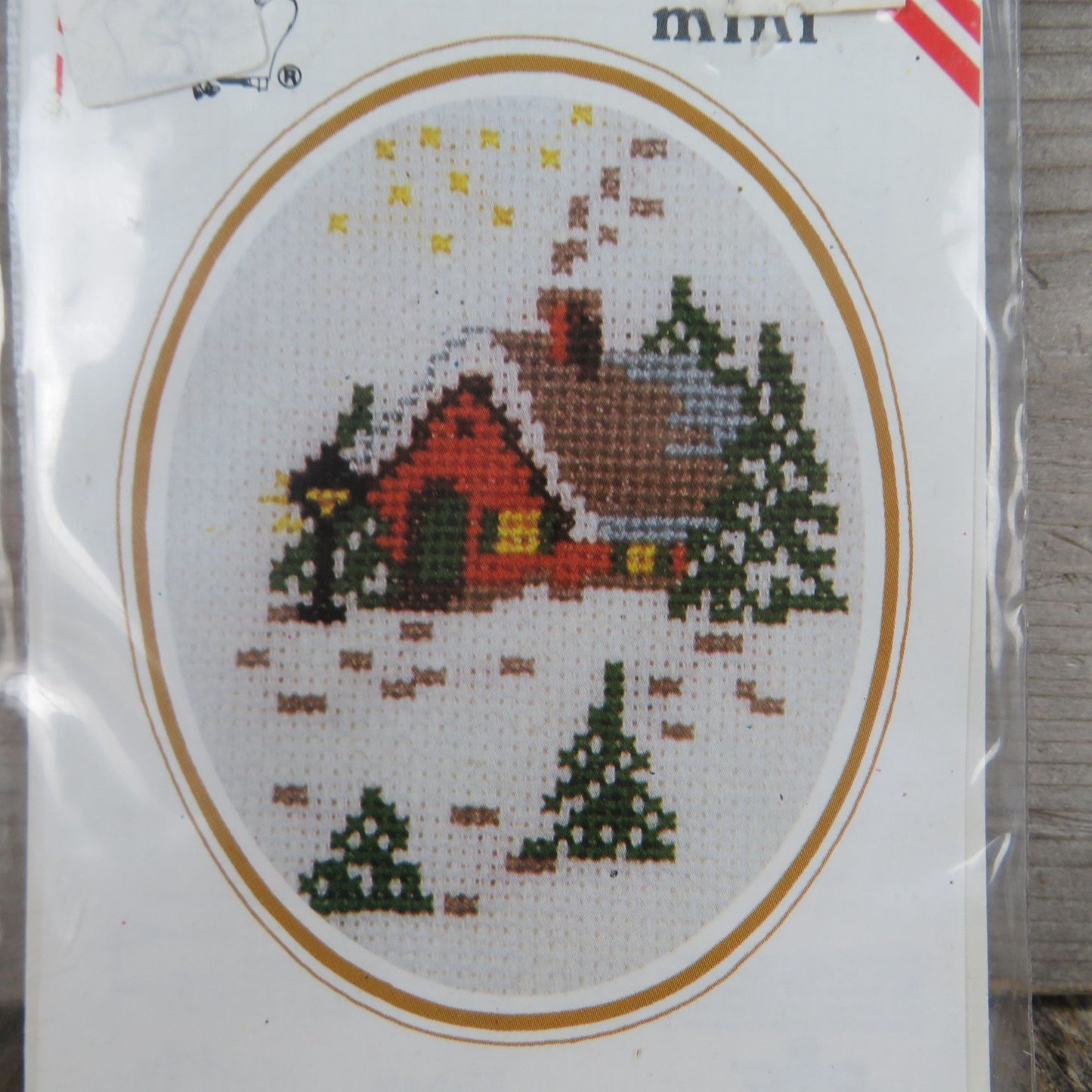 Mini Cross Stitch Note Card Kit Winter Cabin Permin of Copenhagen 17-5213 Made in Denmark