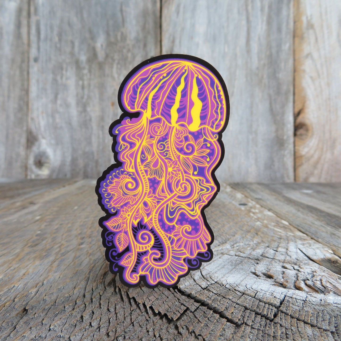 Jellyfish Sticker Bright Colors Pink Yellow Purple Waterproof Ocean Life Sticker Marine Fish Sticker