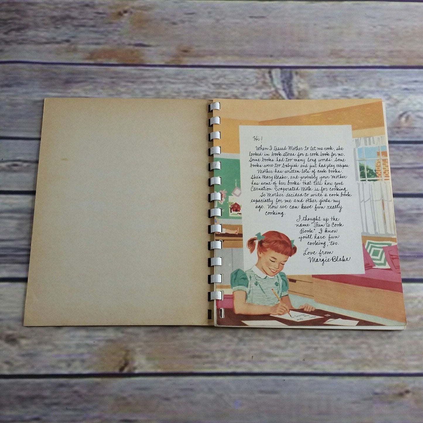 Vintage Cookbook Fun to Cook Kids Cook Book Recipes Children 1955 Carnation Company Hardcover Spiral Bound