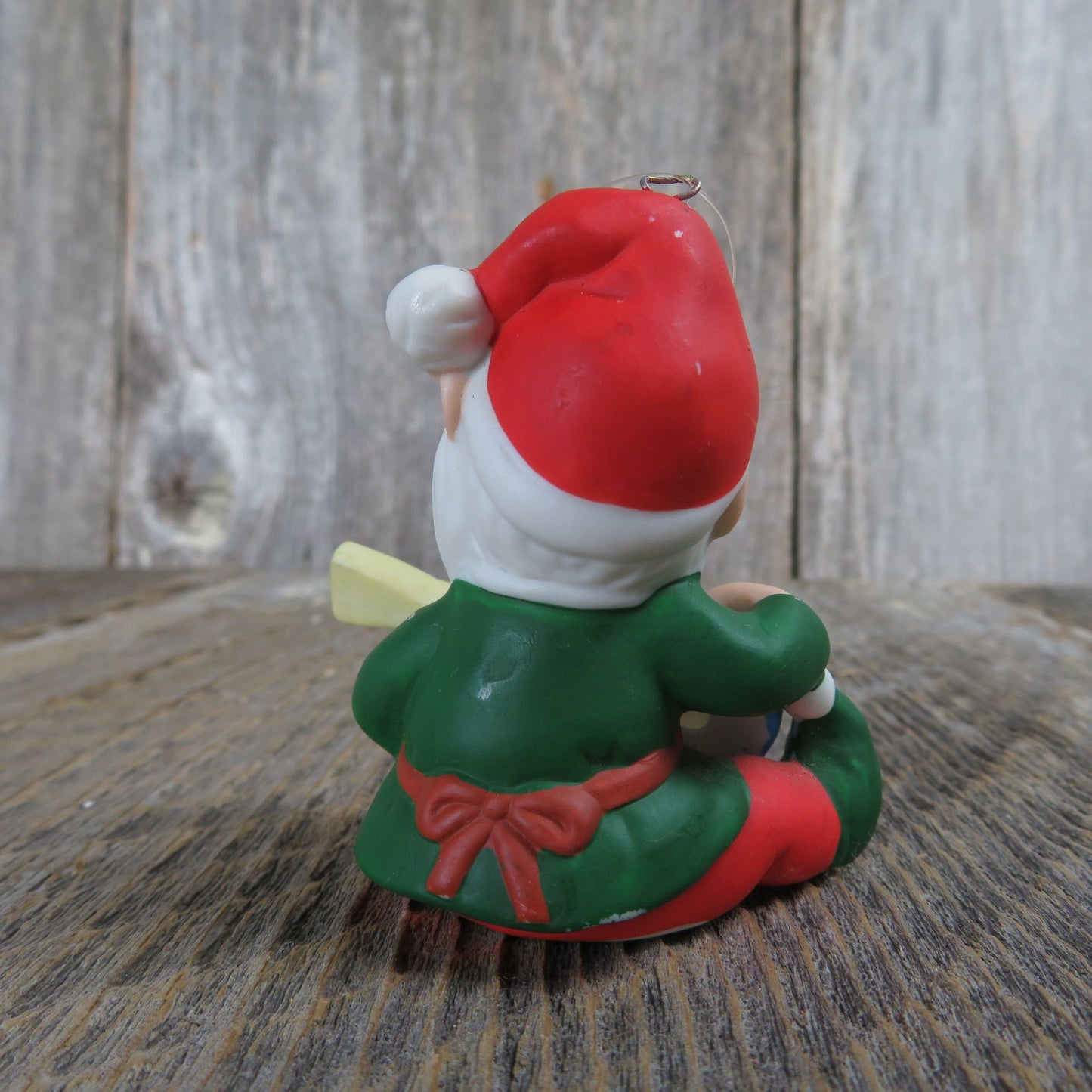 Vintage Musical Elf Ornament Santa Hat Guitar Mandolin Lute Ceramic