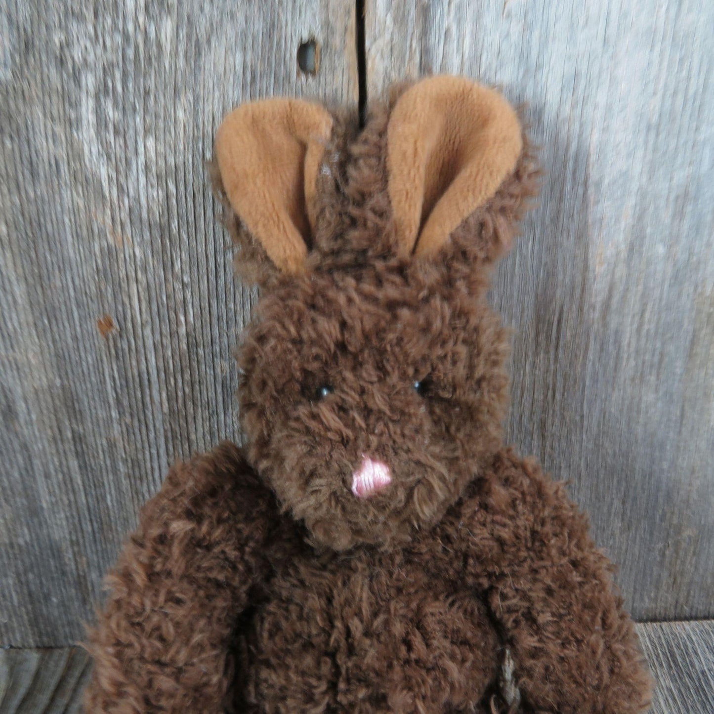 Vintage Bunny Rabbit Plush Brown Curly Fur Mary Meyer Stuffed Animal Floppy Bean Bag Floppy