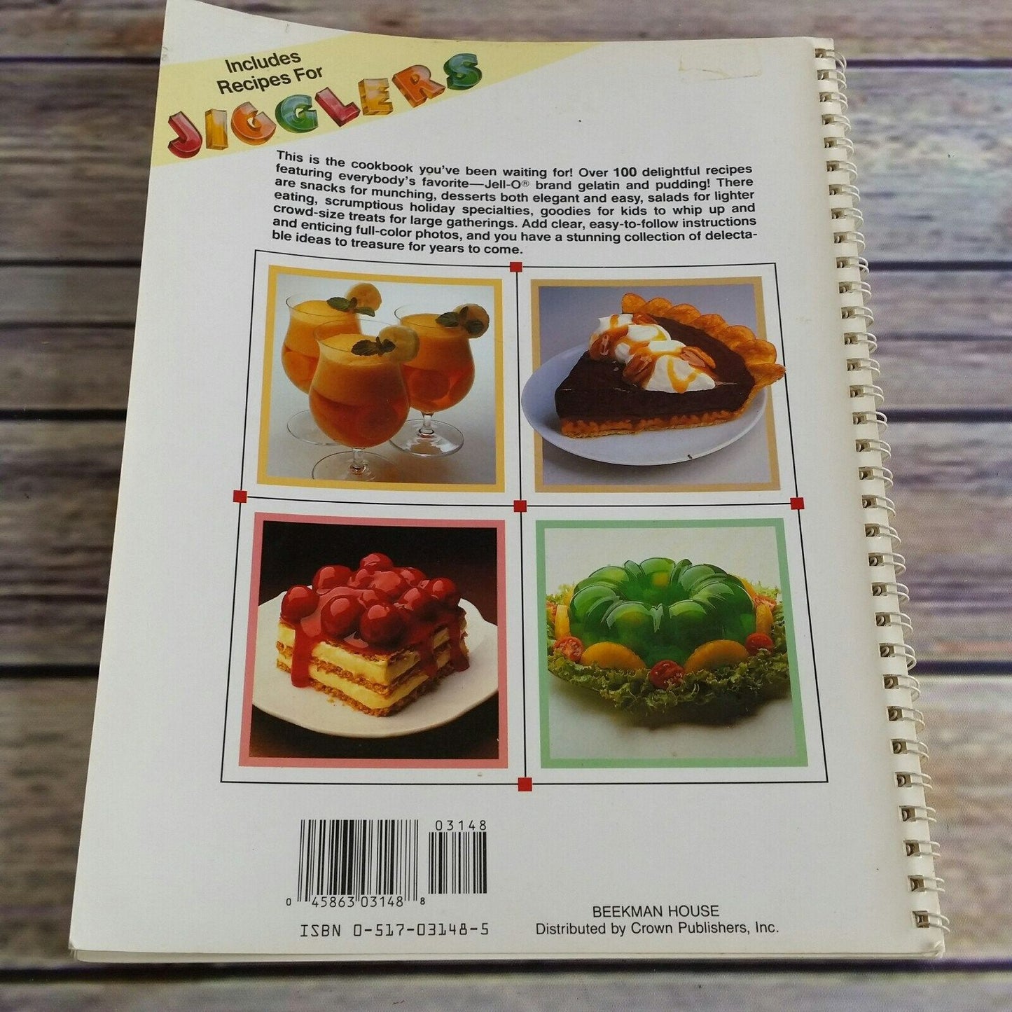 Vintage Jello Cookbook Recipes 1990 Spiral Bound Desserts Pies Cakes Snacks Salads General Foods