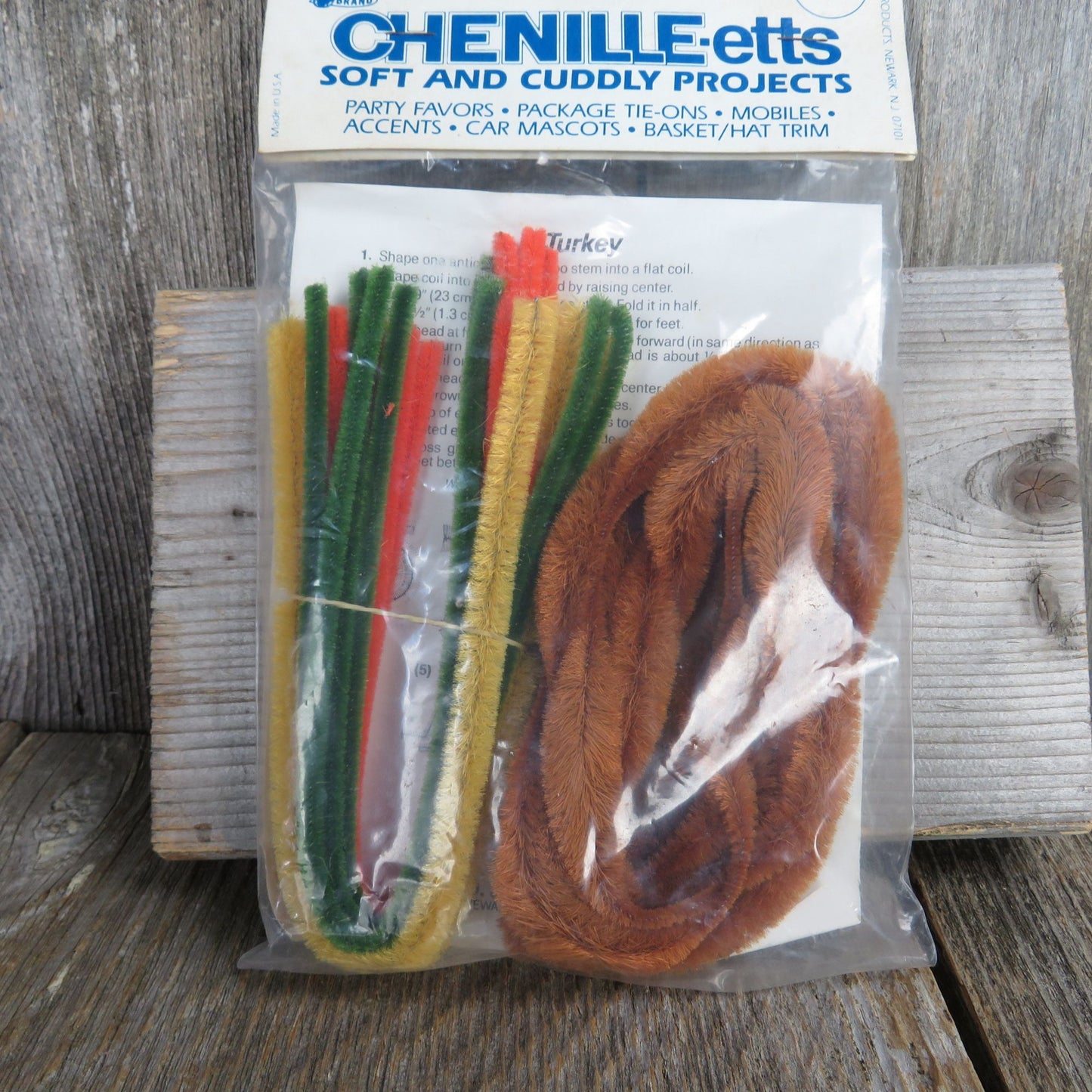 Vintage Thanksgiving Craft Kit Chenille-etts Projects Blue Jay Brand Turkey Pipe Cleaner Chenille Art Kids Activities Made in USA