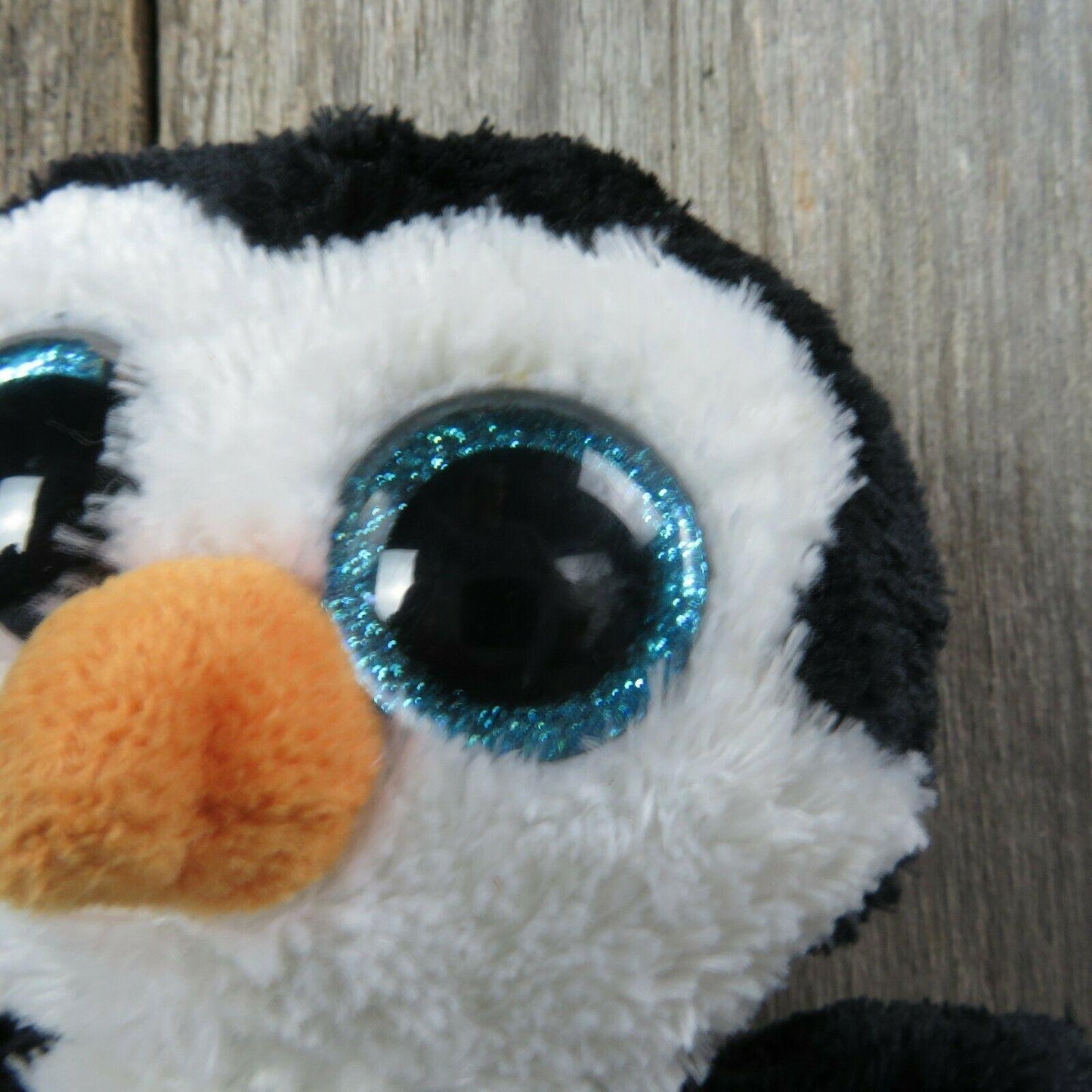 Penguin Plush Ty Beanie Boos Plush Waddles Blue Glitter Eyes Stuffed Animal
