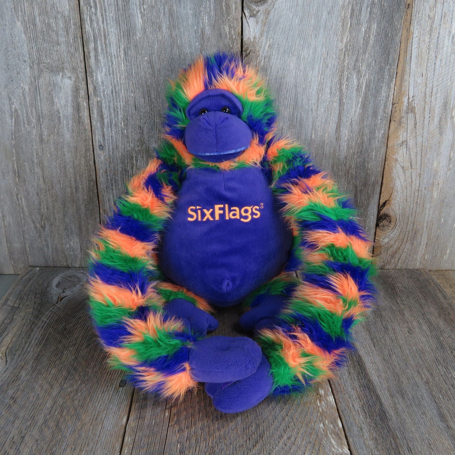 Purple Orangutan Plush Multicolored Monkey Six Flags Ape Gorilla Stuffed Animal