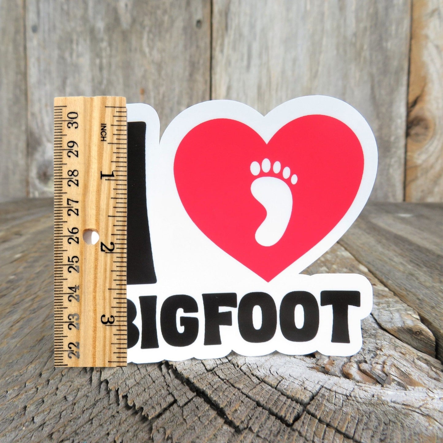 I Love Heart Bigfoot Sticker Black Red White Believer Color Waterproof Water Bottle Laptop Sticker