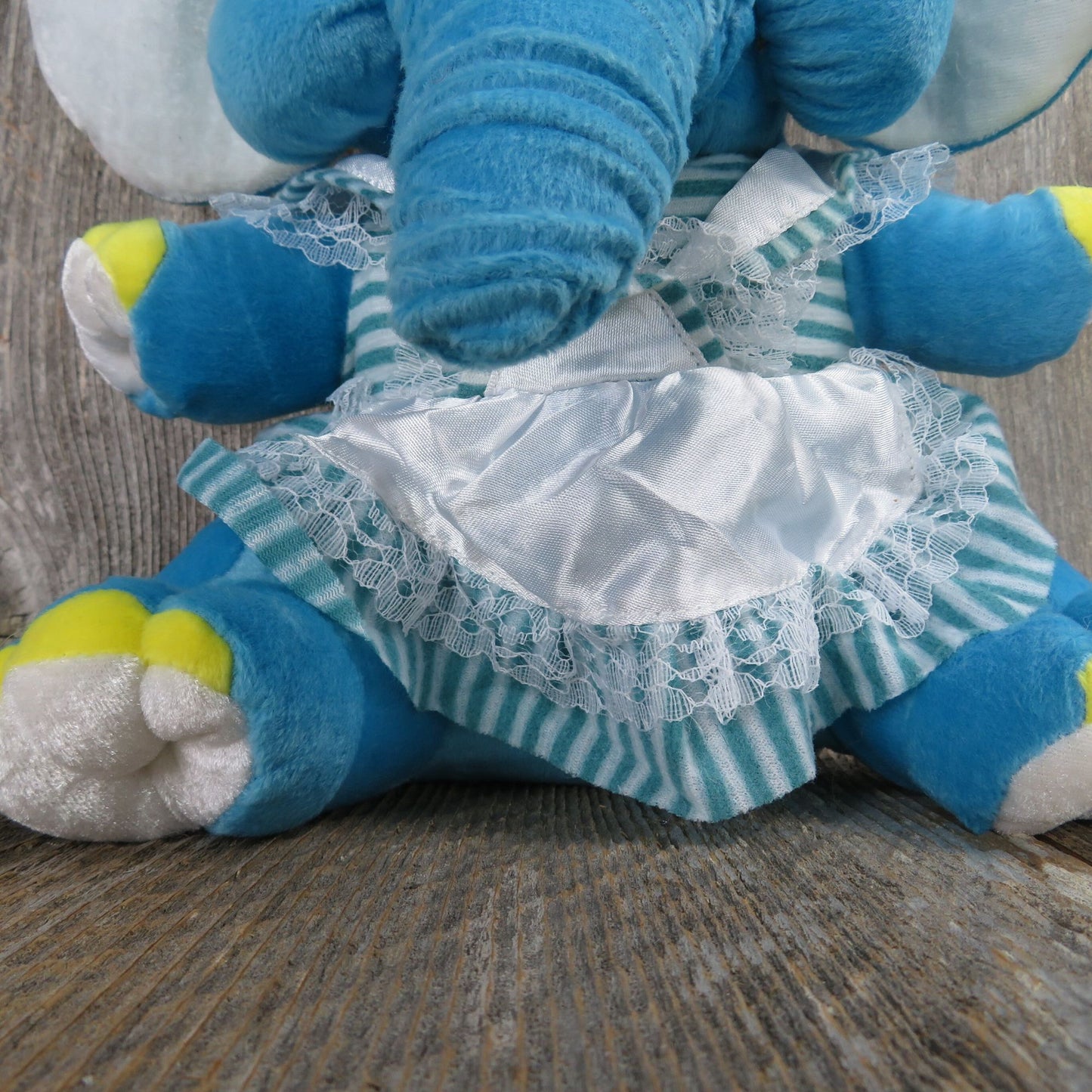 Blue Elephant Stuffed Animal Plastic Eyes and Dress Plush King Plush Carnival Prize