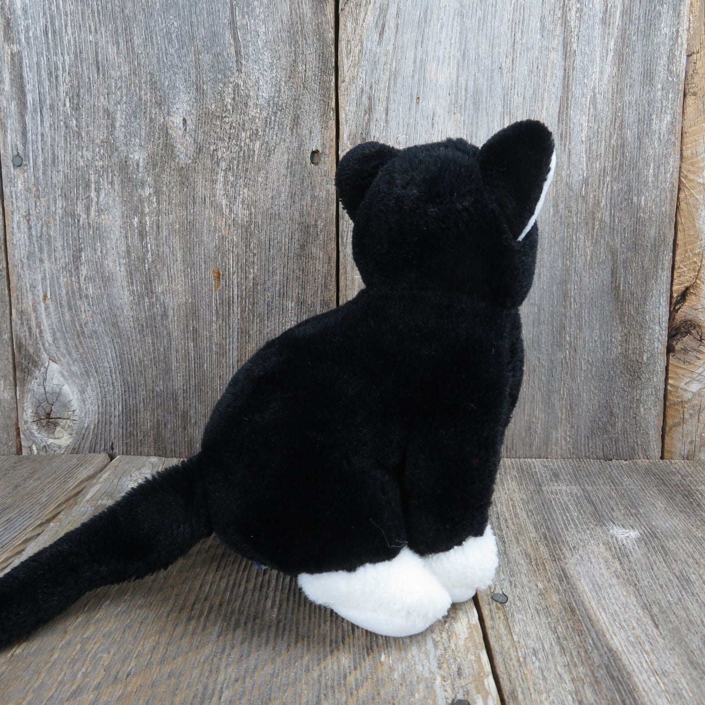 Vintage Cat Plush Tuxedo Black White Sitting Carousel by Guy 1988 Kitten Stuffed Animal Kitty Korea